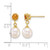 14K Yellow Gold Polished 7-8 mm Round White Cultured Freshwater Pearl and Citrine Dangle Earrings, 16.3 mm Long - View 2