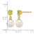 14K Yellow Gold Polished 7-8 mm Round White Cultured Freshwater Pearl and Peridot Dangle Earrings, 16.3 mm Long - View 2