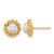 14K Yellow Gold Polished 5-6 mm Button White Cultured Freshwater Pearl Twisted Edge Stud Earrings, 9 mm Long