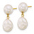 14K Yellow Gold Polished 7-10 mm Button and Baroque White Cultured Freshwater Pearl Dangle Earrings, 20 mm Long - View 2