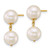 14K Yellow Gold Polished 7-8 mm Round White 2-Cultured Freshwater Pearl Dangle Earrings, 19 mm Long - View 2