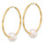 14K Yellow Gold Polished 6-7 mm Semi-Round White Cultured Freshwater Pearl Endless Hoop Earrings, 26 mm Long - View 2