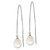 Rhodium-Plated 14K White Gold 6-8 mm White Teardrop Cultured Freshwater Pearl Threader Dangle Earrings, 46 mm Long - View 2