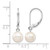 Rhodium-Plated 14K White Gold 7-8 mm White Round Cultured Freshwater Pearl Dangle Leverback Drop Earrings, 24.8 mm Long - View 4