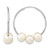 Rhodium-Plated 14K White Gold 6-7 mm White Semi-Round 3 Cultured Freshwater Pearl Hoop Earrings, 25 mm Long