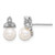 Rhodium-Plated 14K White Gold 5-6 mm White Round Cultured Freshwater Pearl 0.06ct Diamond Stud Earrings, 11.1 mm Long