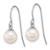Rhodium-Plated 14K White Gold Polished 6-7 mm Round White Culture Cultured Freshwater Pearl Dangle Shepherd Hook Drop French Wire Earrings, 17 mm Long - View 2