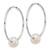 Rhodium-Plated 14K White Gold Polished 6-7 mm Semi-Round White Cultured Freshwater Pearl Endless Hoop Earrings, 26 mm Long - View 2