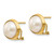 14K Yellow Gold 10-11 mm White Mabe Cultured Freshwater Pearl Omega Back Stud Earrings, 11.5 mm Long - View 2