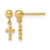 14K Yellow Gold Polished Beaded Cross Dangle Earrings, 12.3 mm