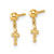 14K Yellow Gold Polished Beaded Cross Dangle Earrings, 12.3 mm - View 2
