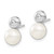 Rhodium-Plated 14K White Gold Cultured Freshwater Pearl & Cubic Zirconia Stud Earrings, 11 mm - View 2