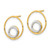14K Yellow Gold White Rhodium Circle in Circle Post Drop Earrings, 15 mm - View 2