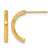 14K Yellow Gold Polished and Beaded J-Hoop Post Earrings, 12 mm