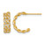 14K Yellow Gold Polished Cubic Zirconia Curb Link C-Hoop Post Earrings, 13 mm