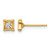 14K Yellow Gold Polished Round Cubic Zirconia Square Stud Earrings, 4.5 mm