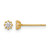 14K Yellow Gold Polished and Beaded 3.5 mm Round Cubic Zirconia Stud Earrings, 3.7 mm Long
