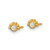 14K Yellow Gold Polished and Beaded 5 mm Lab-Created Opal Stud Earrings - View 2