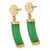 14K Yellow Gold Polished Good Luck Symbol and Jade Domed Bar Dangle Earrings, 27.5 mm - View 2