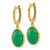 14K Yellow Gold Polished Oval Jade Cabochon Dangle Hinged Hoop Drop Earrings, 28.5 mm - View 2