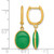 14K Yellow Gold Polished Oval Jade Cabochon Dangle Hinged Hoop Drop Earrings, 28.5 mm - View 3