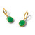 14K Yellow Gold Polished Oval Jade Cabochon Dangle Hinged Hoop Drop Earrings, 28.5 mm - View 4