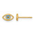 14K Yellow Gold Polished Blue and Black Enameled Evil Eye Stud Earrings, 4.4 mm