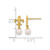 14K Yellow Gold Polished Fleur De Lis 3-4 mm Cultured Freshwater Pearl Post Dangle Earrings, 14 mm Long - View 3
