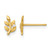 14K Yellow Gold Polished Small Cubic Zirconia Leaf Stud Earrings, 7.8 mm