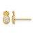 14K Yellow Gold Polished Small Cubic Zirconia Pineapple Stud Earrings, 7.7 mm