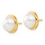14K Yellow Gold Simulated Pearl Post Button Stud Earrings, 14.5 mm - View 2