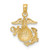 14K Yellow Gold Polished / Textured Small Marine Corps Charm - View 4