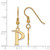 LogoArt Pepperdine University French Wire Earrings - Sterling Silver Gold-Tone Letter P Small Dangle Wire, 31 mm - View 2