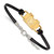 LogoArt Miami University Bracelet - Sterling Silver Gold-Tone Ohio Letter M Small Center Black Leather 7 Inch with Extender