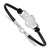LogoArt Gonzaga University Bracelet - Sterling Silver Rhodium-Plated G-U Bulldog Small Center Black Leather 7 Inch with Extender
