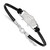 LogoArt Columbus Blue Jackets Bracelet - Sterling Silver Rhodium-Plated Small Center Black Leather 7 Inch with Extender