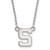 LogoArt Michigan State University Necklace - Sterling Silver Rhodium-Plated Letter S Small Pendant 18 Inch