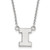 LogoArt University of Illinois Necklace - Sterling Silver Rhodium-Plated Letter I Small Pendant 18 Inch