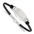 LogoArt Longwood University Bracelet - Sterling Silver Rhodium-Plated Lancers Black Leather 7 Inch with Extender