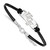 Sterling Silver Rhodium-Plated LogoArt U of Central Florida U-C-F Small Center Black Leather 7 Inch Bracelet with Extender