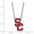 LogoArt University of Southern California Necklace - Sterling Silver Rhodium-Plated S-C Large Enameled Pendant 18 Inch - View 2