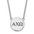 LogoArt Alpha Chi Omega Necklace - Sterling Silver Rhodium-Plated Sorority Greek Letters Large Black Enamel Pendant 18 Inch
