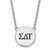 LogoArt Sigma Delta Tau Necklace - Sterling Silver Rhodium-Plated Sorority Greek Letters Large Black Enamel Pendant 18 Inch