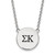 LogoArt Sigma Kappa Necklace - Sterling Silver Rhodium-Plated Sorority Greek Letters Large Black Enamel Pendant 18 Inch