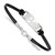 LogoArt University of Pittsburgh Bracelet - Sterling Silver Rhodium-Plated Small Center Black Leather 7 Inch with Extender