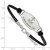 LogoArt Alpha Sigma Tau Bracelet - Sterling Silver Rhodium-Plated Sorority Symbol Color Enamel Black Leather 7 Inch with Extender - View 2