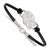 LogoArt University of Kansas Bracelet - Sterling Silver Rhodium-Plated Jayhawk Small Center Black Leather 7 Inch with Extender