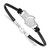 LogoArt Ottawa Senators Bracelet - Sterling Silver Rhodium-Plated Small Center Black Leather 7 Inch with Extender