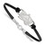 LogoArt Colorado Avalanche Bracelet - Sterling Silver Rhodium-Plated Letter A Small Center Black Leather 7 Inch with Extender