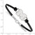 LogoArt University of Michigan Bracelet - Sterling Silver Rhodium-Plated Letter M Small Center Black Leather 7 Inch with Extender - View 2